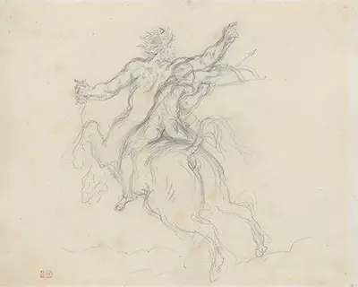 The Education of Achilles (Drawing) Eugene Delacroix